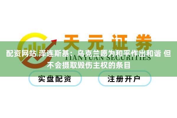 配资网站 泽连斯基：乌克兰愿为和平作出和谐 但不会摄取毁伤主权的条目